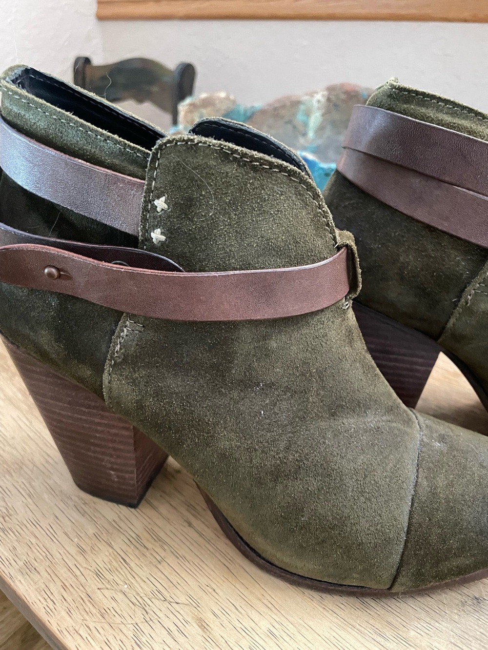 New $495 Rag and Bone Hunter green suede leather Harrow shoes booties boots 41